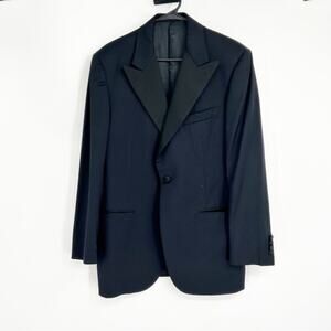 Belvest 100% Wool Navy With Black Lapel Tuxedo Jacket Size 40R Black Tie‎ Party